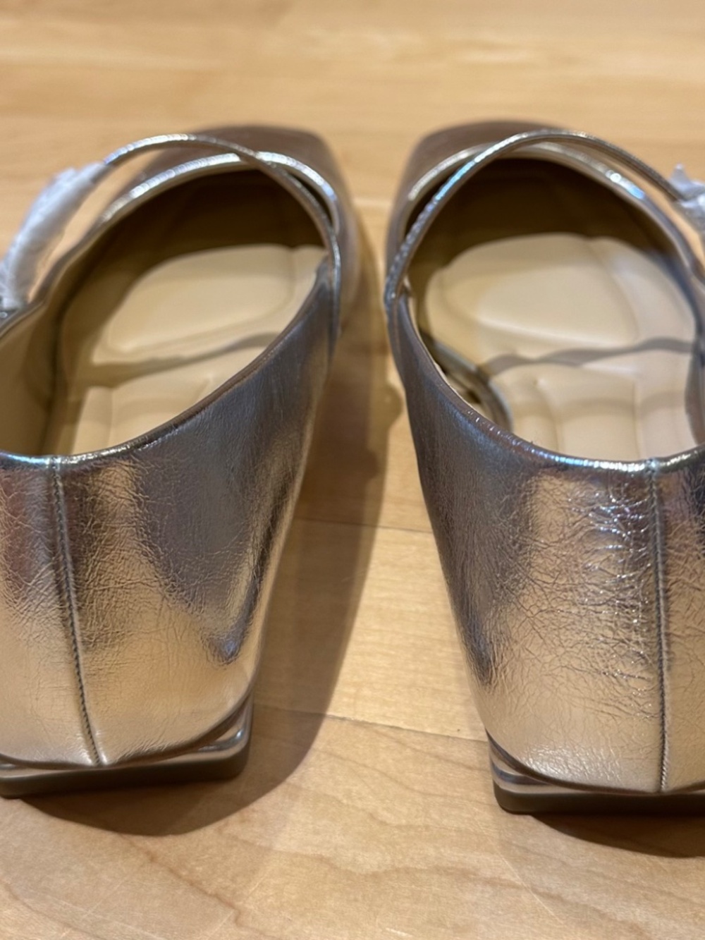 Franco Sarto Tinsley Square Toe Mary Jane Flats Silver Size 8M - Picture 10 of 11